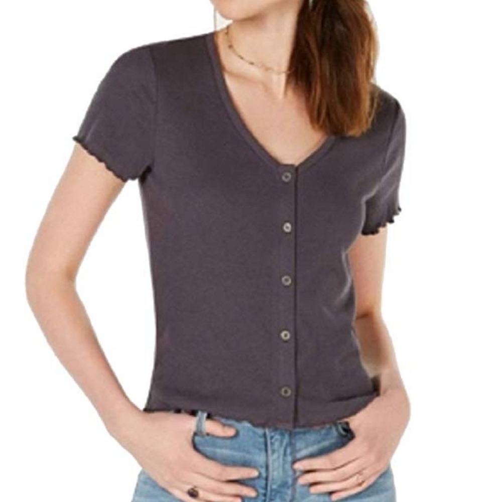 Self Esteem Lettuce Trim Button Up Top XL